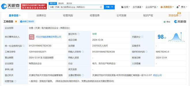 華電國際中國康富成立電力能源合伙企業出資額236億(圖1)