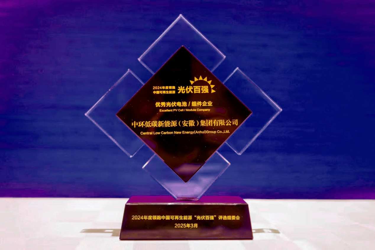 中環新能源（01735）榮獲“2024年度領跑中國可再生能源‘光伏百強’”獎項(圖2)